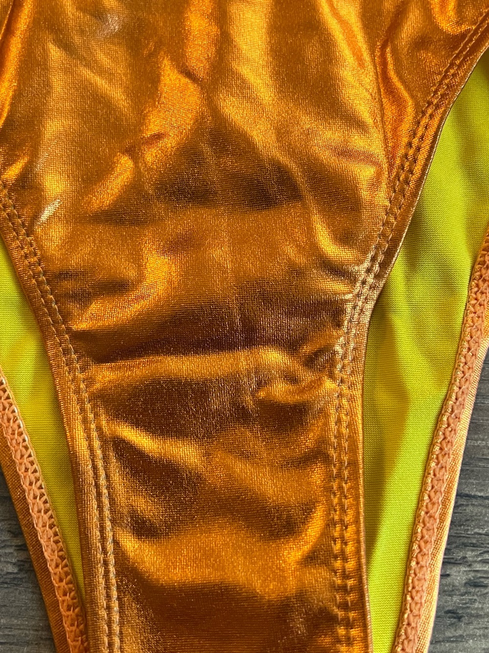 Shimmering Orange Triangle Halter Side Tie Bikini Set - Picture 3 of 9